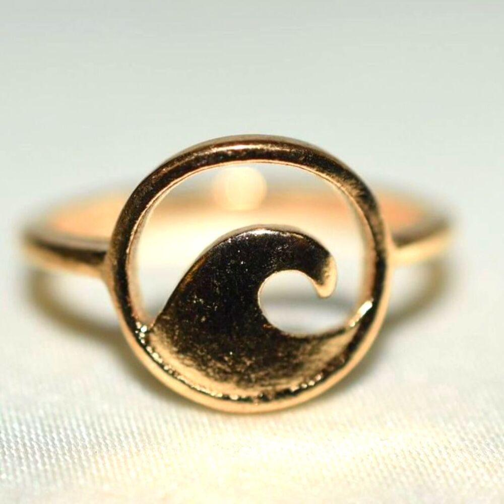 Super Wave Surfer/Beach Rose Gold Size 9 Unisex Trendy Fashion Statement Ring